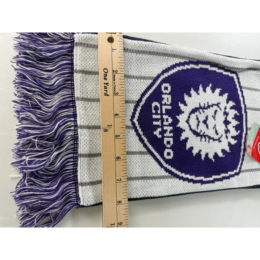 Adidas Orlando City‎ SC MLS Soccer Futbol Purple White Scarf NEW